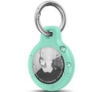 Keyring for Airtag Holder TPU Case, Ultra-Slim Waterproof Protective Airtags Case Tracker Cover Key Ring Compatible with Apple New Airtag Dog Collar (Mint)