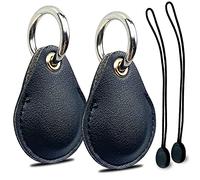 Keyring Holder for AirTag 2 Pack, Air Tag Key Ring Tracker Keychain Compatible with Apple Item Finder, Hidden Leather iTag GPS Locator Protective Cover Sleeve Key Fob Organizer Carabiner Accessories