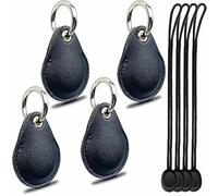 Keyring Holder for AirTag 4 Pack, Air Tag Key Ring Tracker Keychain Compatible with Apple Item Finder, Hidden Leather iTag GPS Locator Protective Cover Sleeve Key Fob Organizer Carabiner Accessories