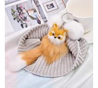 Keyring Keychain Cute Keychains Fluffy Animal Cartoon Fox Keychain Pendant Car Key Ring Holder Bag Purse Ornament Decor Women Jewelry Charm Keychain Keyring Keyrings Keychains Key Chains Key Rings