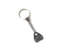 KEYRING - Ouija Planchette Pendant - Black Enamelled Silver Plated. Split Ring. Key Ring. Yes No Goodbye Bat