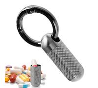 Keyring Pill Holder - Pocket Pill Box | Portable Pills Case | Waterproof Buckle Seal Medicine Bottle | Tiny Titanium Metal Travel Tablet Organizer Container For Purse Outdoor