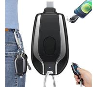 Keyring Power Bank,1500mah Mini Portable Keychain,Type-C Power Emergency Pod,Keychain Portable Charger for Android,External Fast Charging Power Bank Battery, Plug and play (black Type-C)