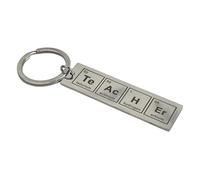 Keyring "TeAcHEr" Periodic Table - Keyrings Word "TeAcHEr" Created with the Elements Chemistry - Fun Scientific Science Accessory for Gift - Original Gift - Unisex Men and Women, metallic silver, One