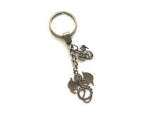 KEYRING - Two Dragons - Antique Bronze Plated. Split Ring And Trigger Clasp. Two Dragon