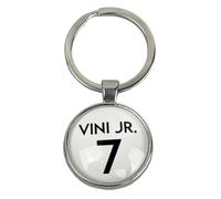 Keyring Vinicius JR Blanco Real Madrid - Keychains Player Dorsal 7 Vinicius Junior Football Double Sided - Accessory Keys for Real Madrid Lovers, Football Vinicius JR… - Unisex Keychain for Men and