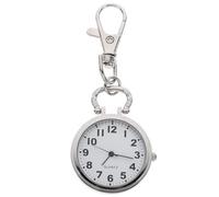 Keyring Watch Big Dial Quartz Pocket Watch for Elderly Nursing Students | Zinc Alloy Construction, Silver Finish, Key Buckle Reduces Loss Risk, Tracks Iv Push Time