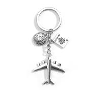 Keyring with Plane, Globe and Passport Pendants, Farewell Gift for Travellers, Women's Birthday Gift, Travel Lucky Charm, Gift for Girlfriend, Travel Keychain