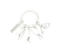 Keyring with Wrench, Drill, Ruler, Pliers Pendants, Thank You Gift for Boyfriend, Boyfriend Gifts for Toolbox Lovers, Birthday Presents for Him, Friendship Gifts for Toolbox Love