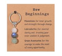 Keyrings for Women,Crystal Keychain Gift Good Luck Moonstone with Card Healing Charms Keyring New Beginnings Job Gifts,for Women Inspirational Encouragement Family Friends Colleagues Teacher (D)