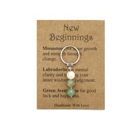Keyrings for Women,Crystal Keychain Gift,New Beginnings Gifts Good Luck Moonstone Crystal Gift Key Chains with Card Healing Gifts Charms Keyring New Beginnings Job Gifts Inspirational Encouragement