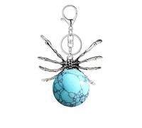 Keyrings for Women, Natural Crystal Keychain With Spider Pendant Retro Gemstone Keyring Bag Charms for Women Cool Key Chains Gifts for Spiders Lovers, Friends, Students