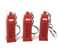 Keyrings Telephone x 3-3D Mini Model Key Holders Made of Die Cast Metal, London Red Telephone Box