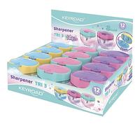 KEYROAD Ergonomic Triple Sharpener Pastel / 12 Pieces/Steel Blades/Pencils and Crayons/for Nursery Preschool and School Sharpener