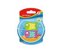 KeyRoad KR972126 Fish Eraser for Pencil and Colouring Pencil, 2 Pieces, Blister, Mix of Colours, Ideal for School and Office