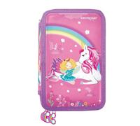 KeyRoad Pencil Case, Equipped Pencil Case with Contents 3 Compartments, 52 Elements, Maxi Pencil Case 20.5 x 13.5 x 6 cm, Assorted Colours