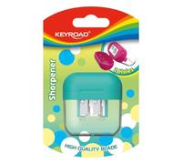 KEYROAD Plastic Double Pencil Sharpener with Container, Pack of 1, Assorted Colours