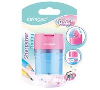 Keyroad Plastic Sharpener, Pastel Sharpener, Double Pencil Sharpener, with Container, Blister Pack, Assorted Colours