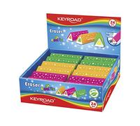 KeyRoad Roofix Universal Erasers Pack of 24 Triangular/Packaged in Display/Mixed Colours/Made of Thermoplastic Rubber Highest Quality/Children Small Funny Erasers
