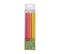 Keyroad Wooden Pencil with Eraser, HB, Triangular Pencils, Pencils Colourful Neon, Pack of 12, Plastic Box, School Supplies