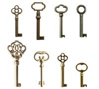 Keys Skeleton Key Set Reproduction for Antique Furniture - Cabinet Doors, Grandfather Clocks, Dresser Drawers.