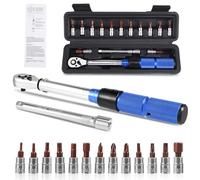 KEYSAFER Bike Torque Wrench 1-25 Nm Bicycle Torque Wrench Set ¼-Inch 15 pcs Drive Click Torque Wrench Set with Dual Direction Adjustable 72 Tooth for Road and Mountain Bike and Motorcycle Maintenance