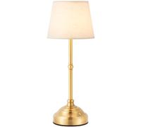 keysays Cordless Table Lamp, Rechargeable Desk Lamp with Fabric Shade, 5400mAH Battery Operated 3 Color Stepless Dimming, Portable Touch Bedside Lamp Home Decor for Dining, Counter (Brushed Gold)