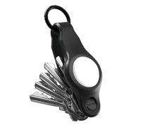 KeySmart Air Tag Holder and Key Organizer, Flexible Case for Apple Airtag with included Carabiner Key Ring for Key Fobs or Car Keys for Men Women, Compact Key Holder, Black