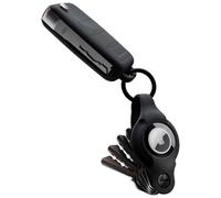 KeySmart Air Tag Holder and Key Organizer, Flexible Case for Apple Airtag with included Carabiner Key Ring for Key Fobs or Car Keys for Men Women, Compact Key Holder, Black