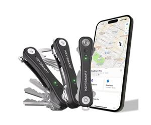 KeySmart iPro - Key Finder Locator with Sound, Keychain Key Holder, Apple Find My App Compatible, Key Organizer, Clutter-Free Key Chain Tracker, Tech Gifts for Men, Up to 14 Keys, Black, 3 Pack