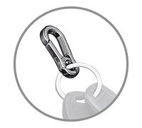 KeySmart KeyClip - Heavy Duty EDC Quick Release Carabiner Keychain Hook, Super Versatile Connector Clip for Keyring to Attach, Keys, ID's, and Accessories to a belt, bag, or purse (Stainless Steel)
