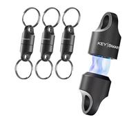KeySmart MagConnect Black, 15-Pack - Magnetic Key Holder for Purse, Key Chains for Car Keys, Detachable Key Ring Quick Release Keychain for Men - Mens Key Chain Rings Heavy Duty Key Ring