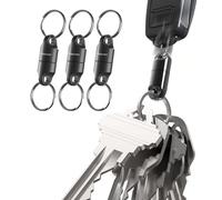 KeySmart MagConnect Black, 3-Pack - Magnetic Key Holder for Purse, Key Chains for Car Keys, Detachable Key Ring Quick Release Keychain for Men - Mens Key Chain Rings Heavy Duty Key Ring