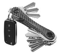 KeySmart Original Key Holder - Compact Key Organizer for Key Chain, Minimalist Clutter-Free EDC Keychains Key Ring, Carbon Fiber, 14 Keys