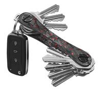 KeySmart Key Holder for Keychain KeyRing - Compact Key Organiser, Minimalist Clutter-Free EDC Key Chain, Key Ring for Key Fob, Gifts for Men, Expandable (Up to 14 Keys, Red Forged Carbon Fiber)