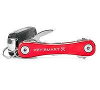 KeySmart Rugged - Multitool Key Holder for Keychain w/Bottle Opener and Pocket Clip, Key Organizer for Key Chain, EDC Keychains, Key Ring for Car Fobs Key Chains, Expandable (Up to 14 Keys, Red)