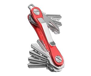 KeySmart Rugged - Multitool Key Holder for Keychain w/Bottle Opener and Pocket Clip, Key Organizer for Key Chain, EDC Keychains, Key Ring for Car Fobs Key Chains, Expandable (Up to 14 Keys, Red)