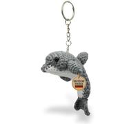 KEYSPACE Keyring Dolphin Flipper - Lovingly Handmade Crochet Cuddly Toys Amigurumi - Cute Dolphin Cuddly Toy - Dolphin Keyring Cute Dolphin Pendant, gray, S