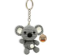 KEYSPACE Koala Karla Keyring - Lovingly Handmade Crochet Cuddly Toys Amigurumi - Cute Koala Cuddly Toy Keyring - Stuffed Toy Koala Cute - School Bag Pendant, gray, S