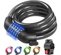 KEYSTP Bike Lock Cable, High Security 5-Digit Resettable Combination Bicycle Lock Anti-Theft, Scooter Lock with Mounting Bracket for Bikes and Scooter（S3
