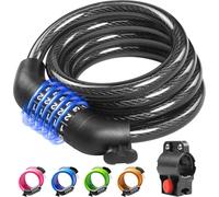 KEYSTP Bike Lock Cable, High Security 5-Digit Resettable Combination Bicycle Lock, Black-12mm, S3