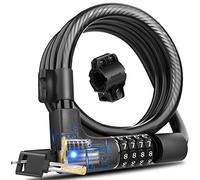 KEYSTP Bike Lock Cable with Combination & Key, Password Lost Retrievable Bicycle Lock Anti-Theft, Coiled Secure Resettable Bike Combination Lock with Mounting Bracket for Bikes and Scooters(12mm)