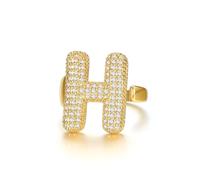 KeyStyle Bold Initial Letter Rings Adjustable, GoldChic Jewelry Women Gold Statement Ring Personalized Engraved Women’s Open Signet Ring for Party (Gold, White Gold, Black), US#6 - #10, 14k Gold