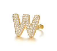 KeyStyle Bold Initial Letter Rings Adjustable, GoldChic Jewelry Women Gold Statement Ring Personalized Engraved Women’s Open Signet Ring for Party (Gold, White Gold, Black), US#6 - #10, 14k Gold