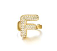 KeyStyle Bold Initial Letter Rings Adjustable, GoldChic Jewelry Women Gold Statement Ring Personalized Engraved Women’s Open Signet Ring for Party (Gold, White Gold, Black), US#6 - #10, 14k Gold