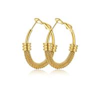 KeyStyle Mesh Hoop Earrings for Women, Stainless Steel Gold Hoops Earring Lightweight Loops, 2MM Thick Hypoallergenic Circle Endless Hollow Hoop 20mm-80mm, 30mm, Metal, No Gemstone