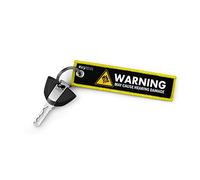 KEYTAILS Keychains, Premium Quality Key Tag for Motorcycle, Car, Scooter, ATV, UTV [Warning May Cause Hearing Damage - Yellow]