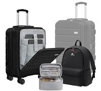 KEYTANG Explorer Lightweight Hardside Expandable Luggage Spinner Wheels Suitcase W/TSA Lock, Black, Carry on-3 Pieces, Explorer Lightweight Hardside Expandable Luggage Spinner Wheels Suitcase W/TSA