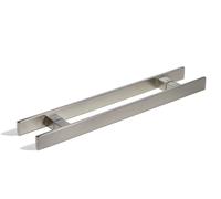 KEYTIGER 18 Inch Stainless Steel Modern Front Door Handles, Brushed Nickel Satin Finish, Rectangular Bar, 17.7 Inches, 11.8 Inches Center-to-Center, No Lock, Ambidextrous, Bolts Attachment