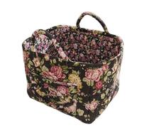 Keyubria Boho Fabric Storage Basket, Large Capacity Boho Floral Laundry Baskets with Handle, Quilted Cotton Laundry Hamper for Living Room, Clothes Toys, Bathroom Bedroom Dorm 33x27x26cm